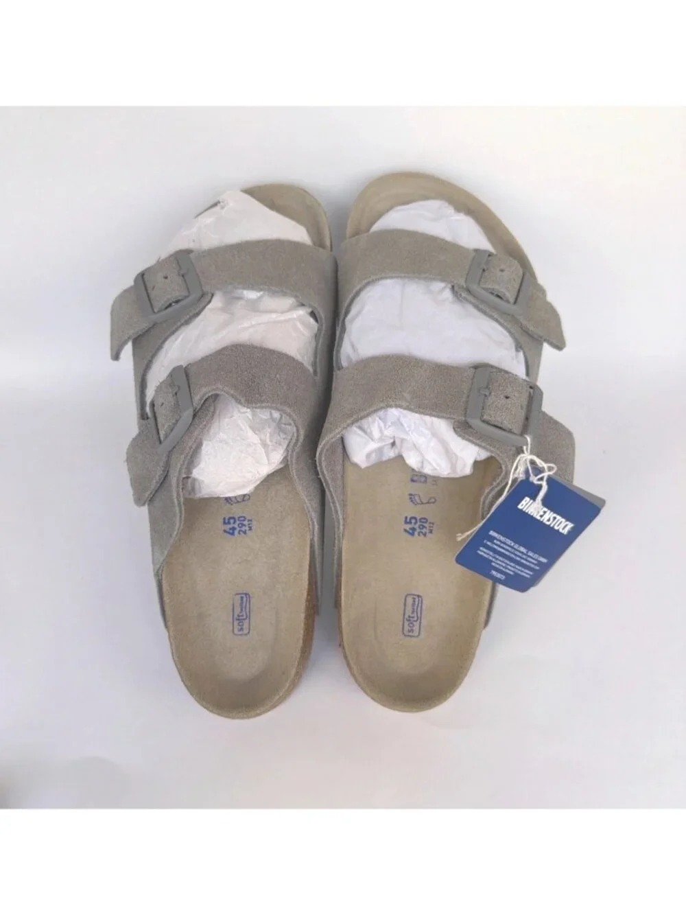 Birkenstock Arizona Suede Unisex Sandals Stone Coin Gray Men Size 45 - Picture 4 of 10